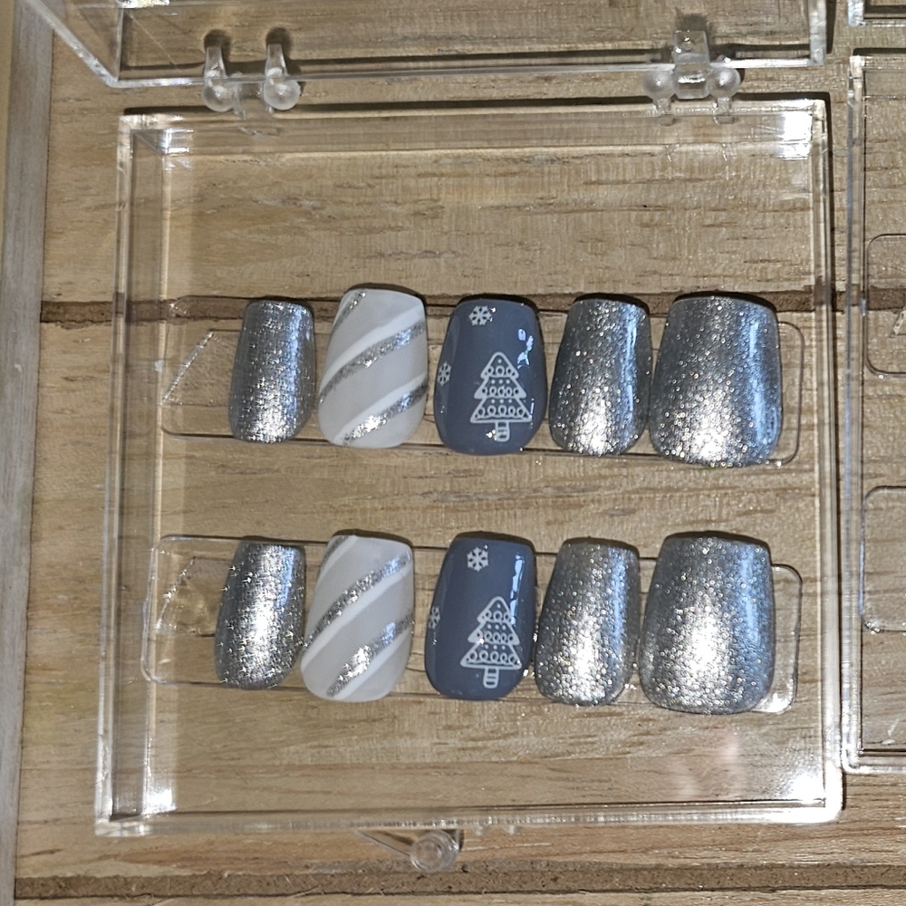 Hand painted press on nails! XS coffin